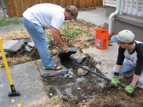 Removing sections of front sidewalk