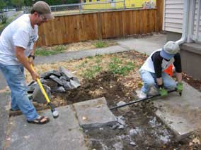 Removing sections of front sidewalk