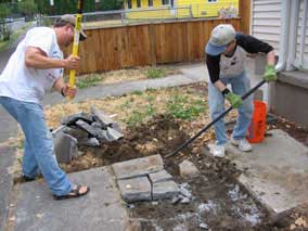 Removing sections of front sidewalk