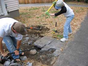 Removing sections of front sidewalk