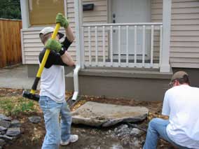 Removing sections of front sidewalk