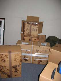 Wet boxes after emptying the contents