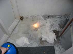 Wet paper towels in the closet