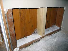 First look at wood behind drywall