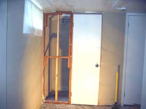Bare framing after removing drywall and paneling