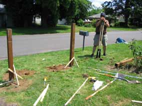 Fence posts along the front