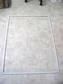 Assembled window screen frame ready for screen