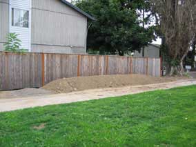 Excavated soil before refilling the trench