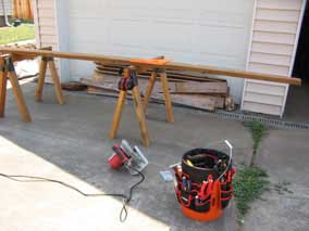 Setting up for cutting 2x6 with circular saw