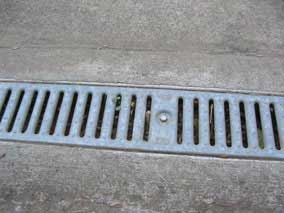 Trench drain in front of garage