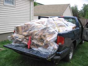 Wood debris ready to be hauled off