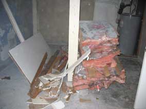 Last big pile of demolition debris in the basement