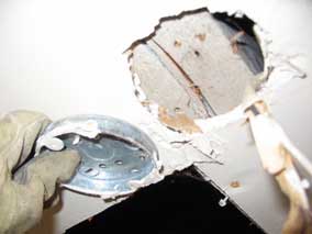 Old round pancake electrical box removed