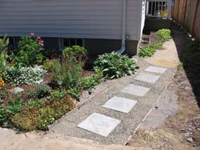 New walkway pavers and gravel