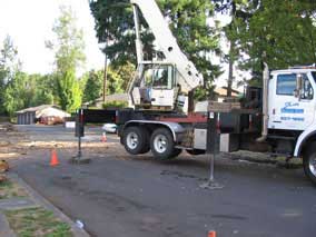 Crane set up in the street