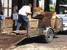 Rolling big chunks onto the trailer