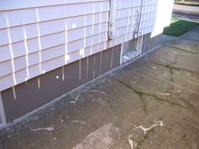 Caulk along exterior foundation