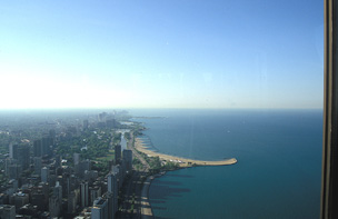 Lake Michigan shoreline and Lincoln Park from John Hancock Observatory