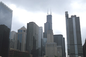 Chicago skyline east along the Chicago River