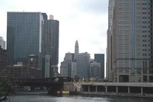 Chicago skyline along the South Fork of the Chicago River