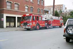 Fire Department ladder truck in Capital Hill neighborhood, Seattle, Washington