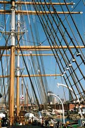 Rigging on the <em>C.A. Thayer</em> at the National Maritime Museum, Hyde Street Pier