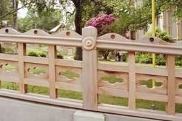 Reconstructed wood fence at Flavel House, Astoria, Oregon