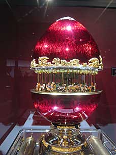 Miniature bejeweled replica of Balboa Park Carousel at San Diego Natural History Museum