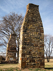 Chimneys of Adjutant's Office, Fort Gibson