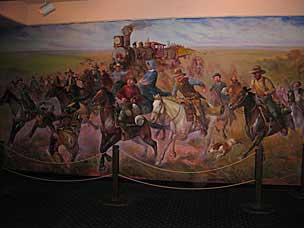 Land Run mural in Oklahoma Territorial Museum