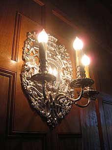 Sheffield plate wall sconce in the dining room, Marland Estate, Ponca City, Oklahoma