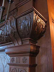 Carved mantle detail in the dining room, Marland Estate, Ponca City, Oklahoma