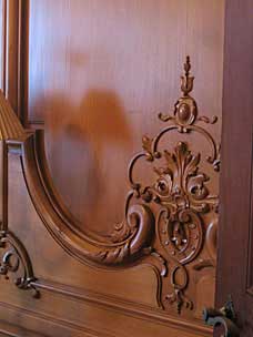 Carved basswood detail, Lydie Marland's bed room, Marland Estate, Ponca City, Oklahoma