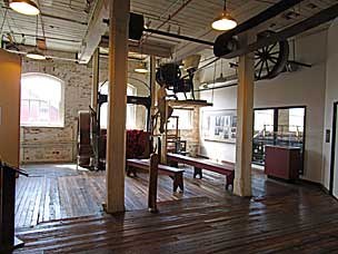 Original elevator and line shaft at historic Thomas Kay Woolen Mill, Salem, Oregon