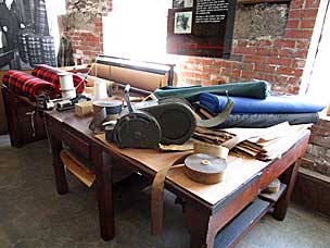 Table for final steps before shipping at historic Thomas Kay Woolen Mill, Salem, Oregon