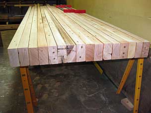Milled ends of boards for workbench top