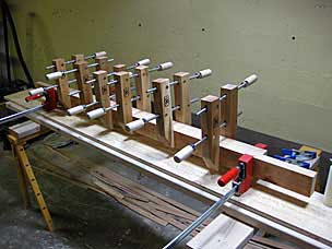Long stretcher glued and clamped