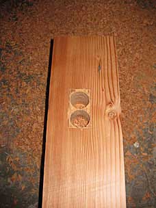 Two holes drilled in leg mortise
