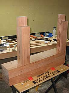 Test-fitting mortises and tenons in a leg