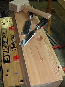 Defining mortise edges with bench chisels
