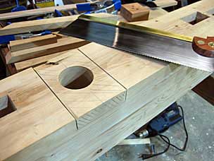 Cutting wide dado for wood vise screw nut