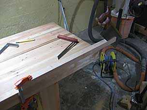 Sawing wedge to hold workbench top in place
