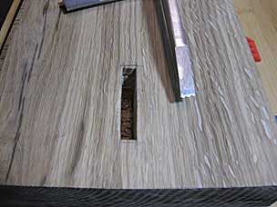 Mortise chisel needs resharpening after chopping mortise in white oak