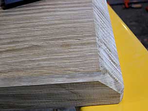Chamfering edges on vise chops