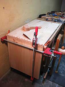 Marking pins from tails on tool chest dovetails