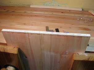 Pins and waste marked on tool chest side