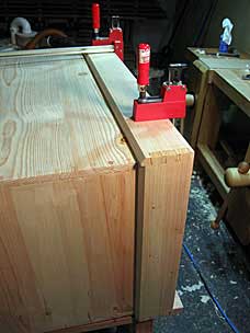 Tool chest with three skirt boards in place