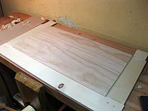 Tool chest lid with panel in place, waiting for front rail