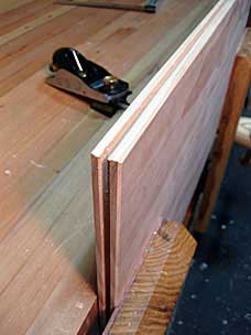 Small chamfer on tool chest lid panel