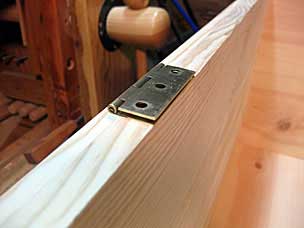 Hinge in tool chest sitting proud